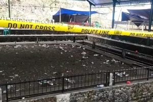 Suasana arena sabung ayam (tajen) di Banjar Tabu, Desa Songan, Kecamatan Kintamani, Kabupaten Bangli, berubah mencekam pada Sabtu siang (14/6/2025)