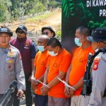 Empat orang tersangka diamankan karena diduga mengelola kebun kelapa sawit tanpa izin