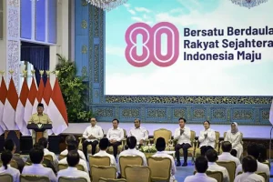 Presiden Prabowo Subianto secara resmi meluncurkan tema dan logo peringatan Hari Ulang Tahun (HUT) ke-80 Kemerdekaan Republik Indonesia (RI) di Istana Negara, Jakarta, pada Rabu, 23 Juli 2025. (Foto: BPMI Setpres) Read more: https://setkab.go.id/logo-dan-tema-hut-ke-80-kemerdekaan-ri-resmi-diluncurkan-bersatu-berdaulat-untuk-indonesia-maju/