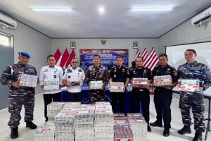 Bea Cukai Gorontalo bersama Pangkalan TNI Angkatan Laut (Lanal) Gorontalo menggagalkan pengiriman rokok ilegal