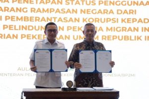 KPK menyerahkan aset rampasan senilai Rp3,81 miliar kepada BP2MI dan Kementerian Pekerjaan Umum dan Perumahan Rakyat (PUPR).