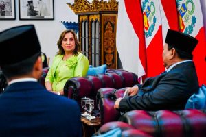 Presiden Republik Indonesia, Prabowo Subianto, menyampaikan apresiasi dan sambutan hangat kepada Presiden Republik Peru, Dina Ercilia Boluarte Zegarra.