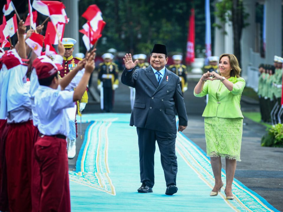 Presiden Republik Peru Dina Ercilia Boluarte Zegarra tiba di Istana Merdeka, Jakarta, pada Senin, 11 Agustus 2025. (Foto: BPMI Setpres)