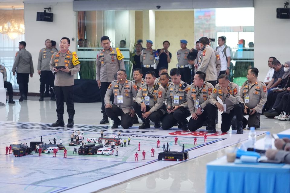Kepolisian Negara Republik Indonesia (Polri) menggelar Tactical Floor Game (TFG) “Operasi Terpusat Merdeka Jaya 2025” di Aula Gedung BPMJ Polda Metro Jaya, Kamis (14/8),