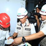 Satgas Pangan Polri menggelar rekonstruksi lapangan di fasilitas produksi PT Padi Indonesia Maju, Kawasan Industri Terpadu Wilmar, Serang, Banten